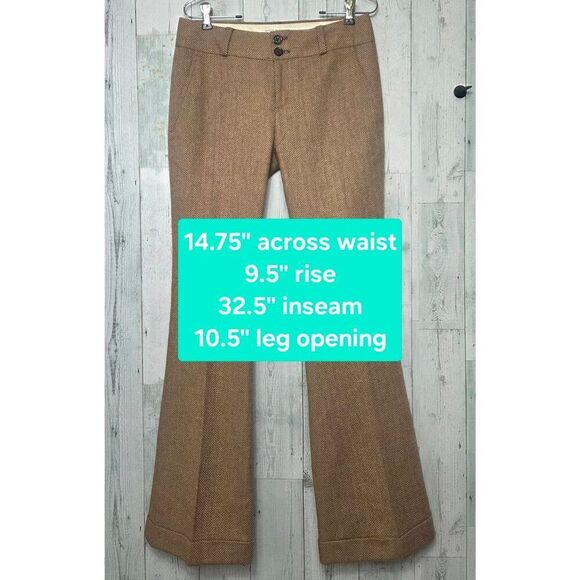 Banana Republic Wool Blend Chevron Tweed Kick Flare Dress Pants Sz 4 - Picture 2 of 7